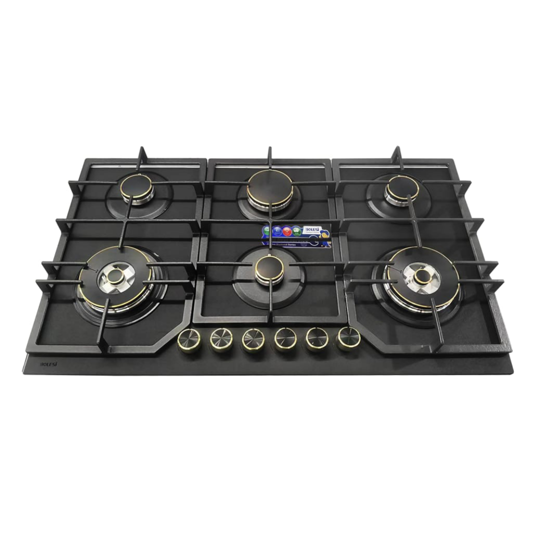 5-burner Built-in Gas Hob (Accented Gold Burner Caps)